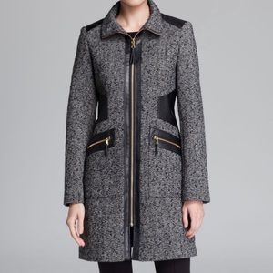 Vía Spiga Faux Leather accent black & white jacket